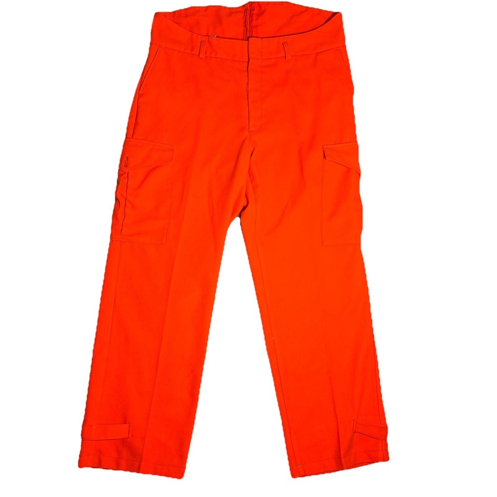 LL Bean Blaze Orange‎ Cargo Hunting Pants Mens 40x31 Vintage USA Made Marks